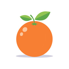 Illustration of an Orange with Green Leaves Graphic Style Fruit and Citrus Symbol