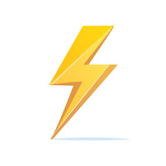 Illustration of a yellow lightning bolt symbol with shadow. Energy and power concept.