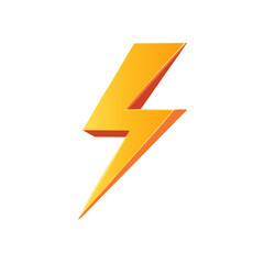 Stylized Yellow and Orange Lightning Bolt Illustration Symbol of Electricity