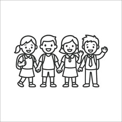 Happy friendship school design elements isolated on white background isolated on transparent background