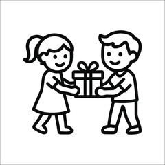 One boy and girls illustration isolated on white background isolated on transparent background