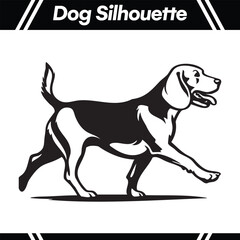 Black and white vector illustration of a beagle dog silhouette.