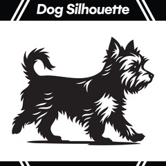 Silhouette of a Yorkshire Terrier dog walking.