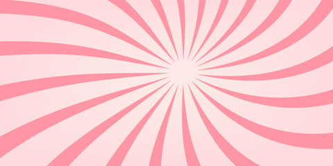 Candy color sun rays background. Abstract pink beige sun rays design wallpaper. Colorful swirling lines for templates, banners, posters, flyers. Vector background.