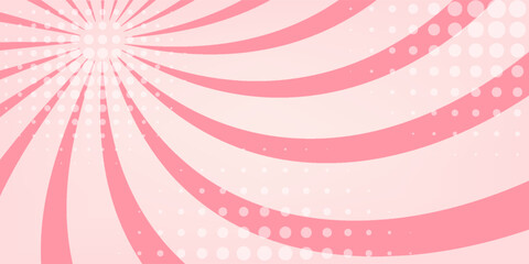 Candy color sun rays background. Abstract pink beige sun rays design wallpaper. Colorful swirling lines for templates, banners, posters, flyers. Vector background.