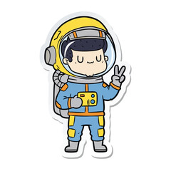 Cartoon astronaut in a spacesuit giving a peace sign, isolated on white background a fun and imaginative illustration of space exploration and adventure for children