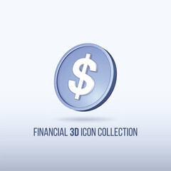 Obraz premium 3d coin icon finance collection