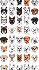 Obraz premium Dog faces, cartoon style