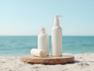 Mockup products on beach theme