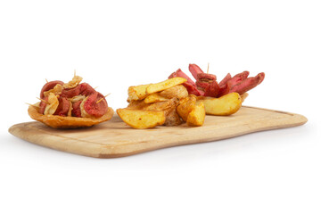 French fries and sausage fries platter (Turkish name; patates ve sosis kizartmasi) 