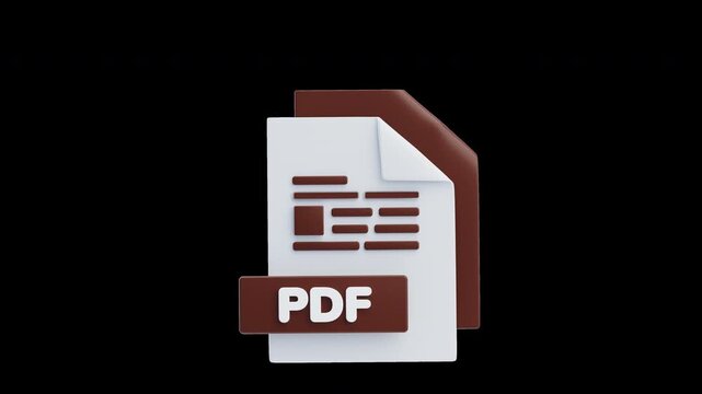 3D Animation of PDF File 3D Icon. File Format Concept