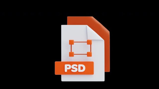 3D Animation of PSD File 3D Icon. File Format Concept