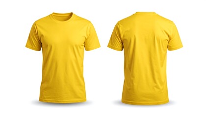 Front and back view of a bright yellow t-shirt (2)