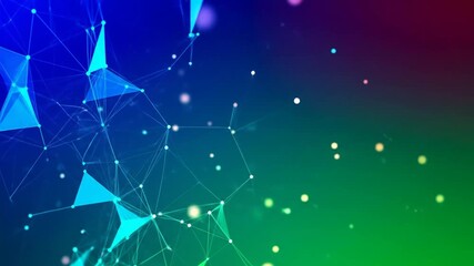 Abstract plexus network background with colorful gradient for science and technology presentation - Powered by Adobe