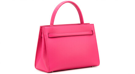Elegant Hot Pink Leather Handbag on a White Background
