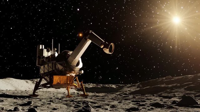 Exploration of lunar surface with lander under starry atmosphere