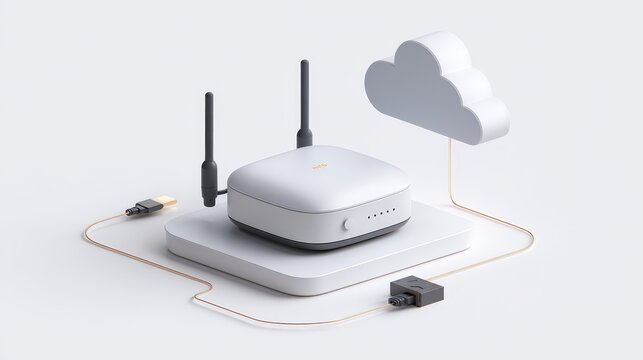 A conceptual illustration of a modern smart home showcasing an advanced wireless security system that is seamlessly integrated with a secure cloud network for remote monitoring