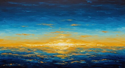 Obraz premium Abstract golden and blue sky painting