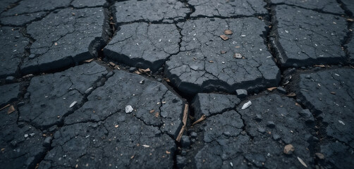 Obraz premium Ultra-Detailed Cracked Asphalt Close-Up for Construction Scenes