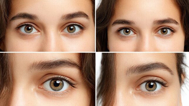 A creative collage showcasing the expressive beauty of a woman s eyes in a vertical column format Each of the four images captures a different close up perspective of the human gaze