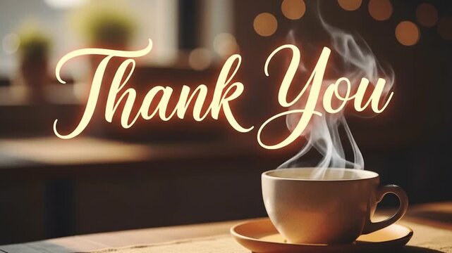 Warm Gratitude: Steaming Coffee and Thank You Message