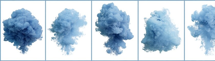 Fototapeta premium An elegant and minimalist artistic composition featuring a linear series of four vibrant blue inks creating a captivating visual study in color tone and abstract arrangement