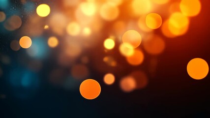 A Celestial Dance of Glowing Orange and Blue Bokeh Lights with Shimmering Particles. - Powered by Adobe