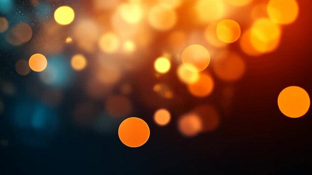 A Celestial Dance of Glowing Orange and Blue Bokeh Lights with Shimmering Particles.