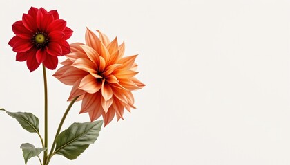 a minimalist botanical art of a dahlia with a faint stem, leaving plenty of white space around.