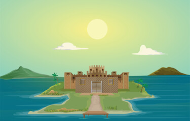 view of the castle on the island