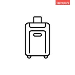 Black single suitcases line icon, simple luggage baggage flat design pictogram vector for app ads web button ui interface elements isolated on white background