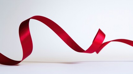A single red ribbon floats gracefully; simplicity and elegance in motion.