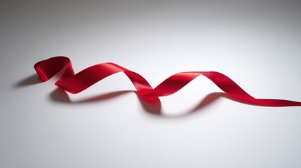 A single red ribbon floats gracefully; simplicity and elegance in motion.