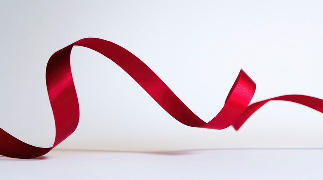 A single red ribbon floats gracefully; simplicity and elegance in motion.