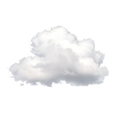 A single fluffy white cumulus cloud isolated on a transparent background for design isolated on transparent background