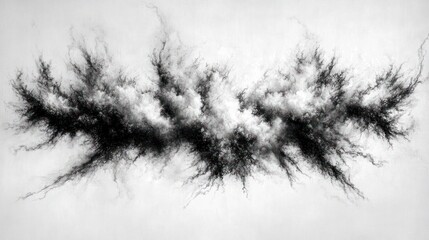 Monochromatic abstract fractal design reminiscent of storms and neural networks