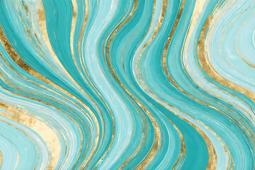 Golden lines flowing in watercolor