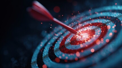 Stunning photo of arrow hitting target in the digital realm using data and cyber technologies, highlighting business success. perfect for digital marketing concepts.