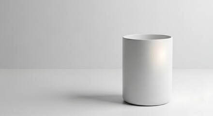 Minimalist White Cylindrical Lamp - Soft Glow on Neutral Background.
