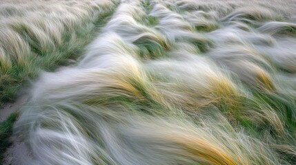 Abstract motion blur captures the ethereal beauty of a swaying grassy field