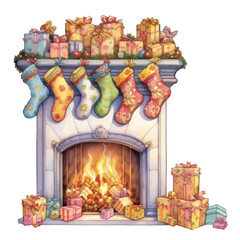 fireplace with christmas stockings