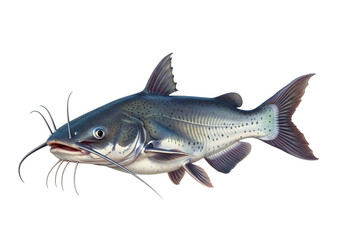 Fototapeta premium Detailed illustration of a spotted catfish, showcasing its intricate scales and delicate features against a stark black background.