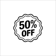 50% Off Wavy Badge Outline Icon