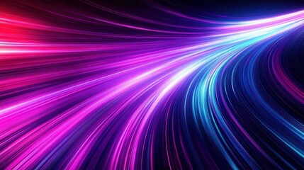 Dynamic flowing streaks of bright neon light in shades of pink, purple, blue, and white creating a sense of motion and energy on a dark background