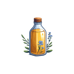 Bottle of Oil with Flowers