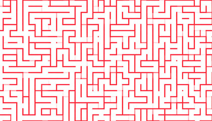 Intricate Red Maze Pattern on White Background Showing Complex Geometric Design