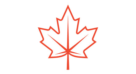 Fototapeta premium Minimalist Maple Leaf Outline on White Background for Canadian National Symbol Representation and Graphic Design Applications.