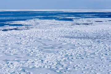 Drift ice filling the Sea of Okhotsk