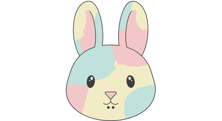 Fototapeta premium Pastel Easter Bunny Illustration, Adorable Rabbit Head with Soft Colors for Holiday Greetings, Invitations, and Festive Springtime Designs