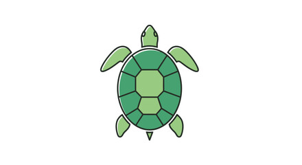 Minimalist Green Turtle Illustration for Conservation Awareness and Educational Resources Depicting Sea Life, Marine Biology, and Environmental Protection.